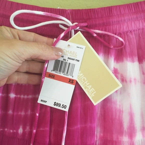 Michael Kors Women's Pink and White Tie Dye Pool Side Maxi Skirt - Picture 3 of 8